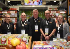 Mike Reed, Rob Jackson, Harold Paivarinta, David Bell and Leona Neill with Red Sun Farms have a large selection of greenhouse grown vegetables on display.